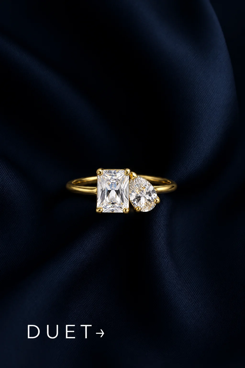 Duet moissanite ring