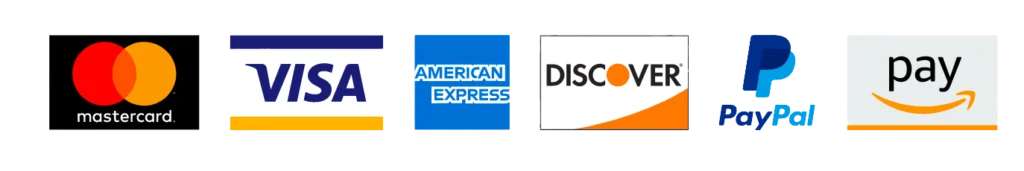 Accepted payment methods: Mastercard, Visa, American Express, Discover, PayPal, Amazon Pay