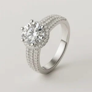 Amara Round Moissanite Split-Band Halo Ring alternate view