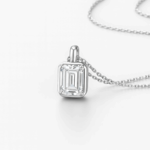 Lapis 2-Carat Radiant Emerald Cut Moissanite Necklace alternate view