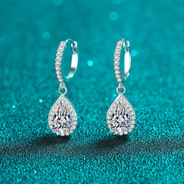 'Tristis' 2-Carat Moissanite Diamond White Gold Plated18K Earrings - Image 2