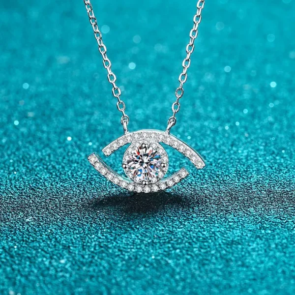 'Oculus' 50-Points Moissanite Diamonds Plated White Gold Necklace - Image 4