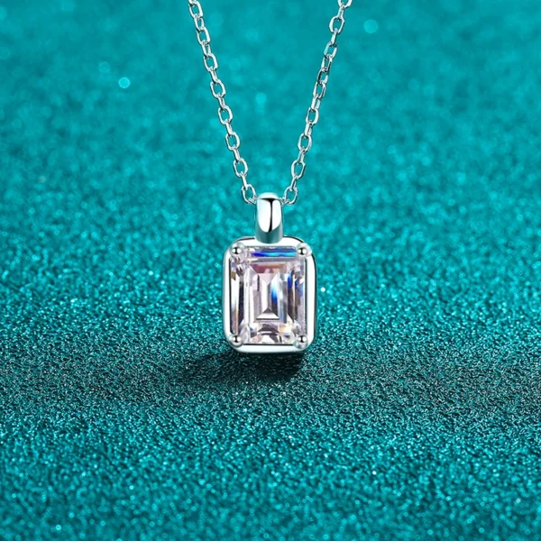 'Lapis' 2-Carat Radiant Emerald Cut Moissanite Necklace - Image 2