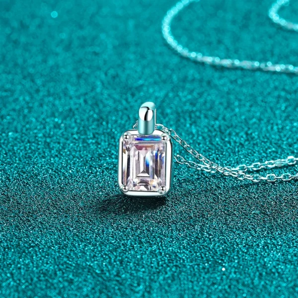 'Lapis' 2-Carat Radiant Emerald Cut Moissanite Necklace - Image 3