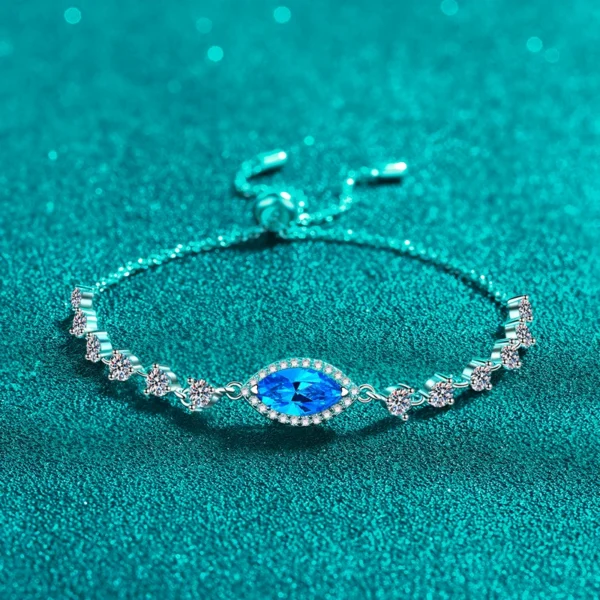 'Custodia'1-Carat Moissanite Blue Sapphire Silver 925 Bracelet - Image 2