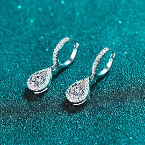 'Tristis' 2-Carat Moissanite Diamond White Gold Plated18K Earrings - Image 3