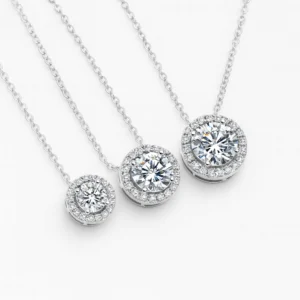 Orbis Round Moissanite Halo Pendant Necklace alternate view