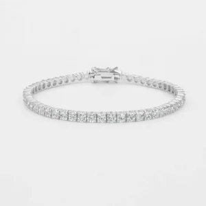 b76d286d-be67-4e00-8ae2-a71765e938b9 Electi 17.6-Carat Moissanite White Gold 18K Plated Tennis Bracelet