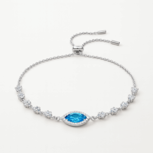 Custodia 1-Carat Moissanite Blue Sapphire Silver 925 Bracelet alternate view