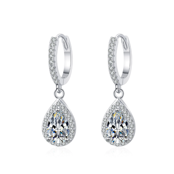 'Tristis' 2-Carat Moissanite Diamond White Gold Plated18K Earrings