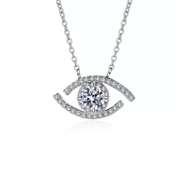 'Oculus' 50-Points Moissanite Diamonds Plated White Gold Necklace