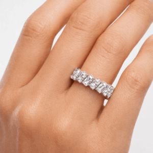 Emi 3-Carat Moissanite Ring in White Gold | Radiant Eternity Band alternate view