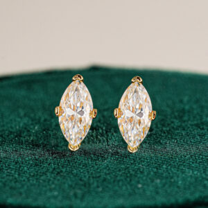 Intra Marquise Moissanite Earrings 18K Gold Plated | 1 Carat Each Studs alternate view