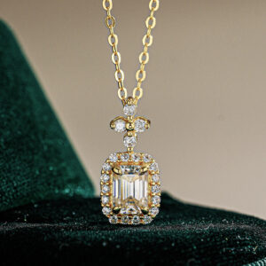 Servi Emerald-Cut Moissanite Necklace in 18K Gold Plated | Adjustable Length alternate view