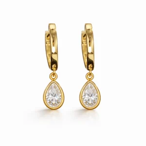 VISTA Vista Pear Cut Moissanite Drop Earrings in Gold Plated Finish