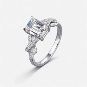 Lipu 3-Carat Moissanite Ring in White Gold Plated 925 Silver | Twisted Band alternate view