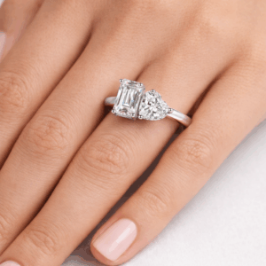Modi 2-Carat Moissanite Ring in White Gold Plated 925 Silver | Toi et Moi Design alternate view