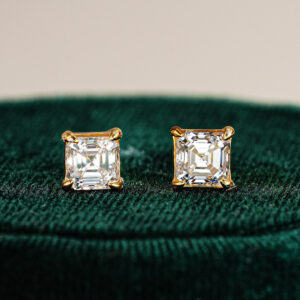 Corda Asscher Cut Moissanite Earrings in 18K Gold Plated | 0.6 Carat Studs alternate view