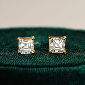 Corda Asscher-Cut Moissanite Stud Earrings alternate view