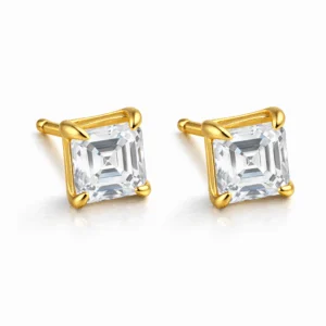 corda Corda Asscher Cut Moissanite Earrings in 18K Gold Plated
