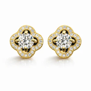 cosmo Cosmo Round Moissanite Earrings in 18k Gold Plated