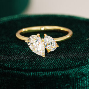 Dupo 1.5 Carat Moissanite Ring in 18K Gold Plated | Pear Cut Open Ring alternate view