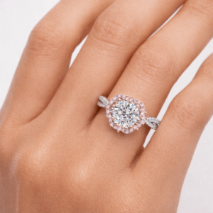 Floreo 1-Carat Moissanite Ring | Floral Halo Design with Split Band alternate view