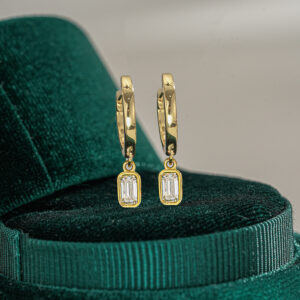 0.5 Carat Emerald Cut Moissanite in 14K Gold Plated | Hoop Earrings alternate view