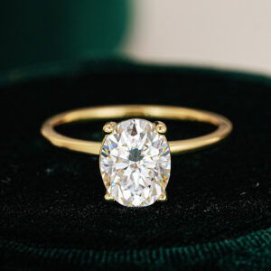 Jus Oval Moissanite Ring 2 Carat | 18K Gold Plated Solitaire alternate view