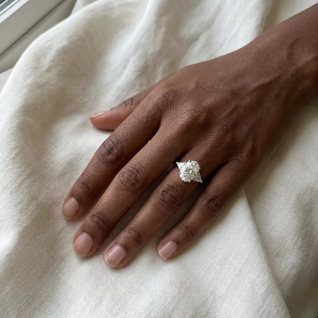 Altus Oval Moissanite Three-Stone Ring product view