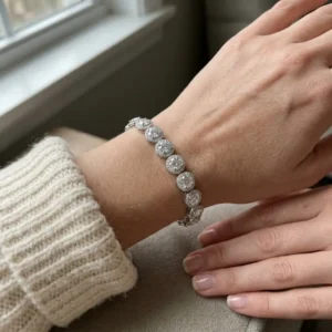 Mundus Round Moissanite Halo Tennis Bracelet alternate view