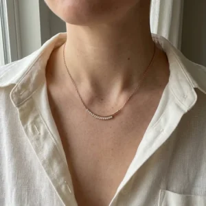 Rosea Moissanite Curved Bar Necklace alternate view