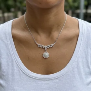 Solis Round Moissanite Starburst Necklace alternate view