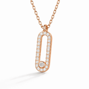 Mist Moissanite & 18K Rose Gold Necklace | Adjustable Elegant Pavé Pendant alternate view