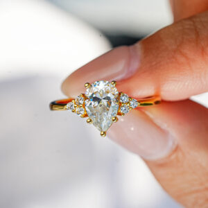 Natus 1.5 Carat Pear Cut Moissanite 18k Gold Plated Ring alternate view