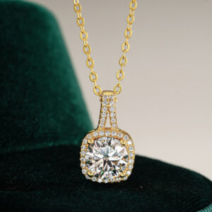 Nox 2-Carat Cushion Moissanite Necklace in 18K Gold Plated | Adjustable Length alternate view