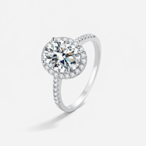 Ovi Oval Moissanite Ring in Platinum 950 | 1 & 2 Carat Halo Design alternate view