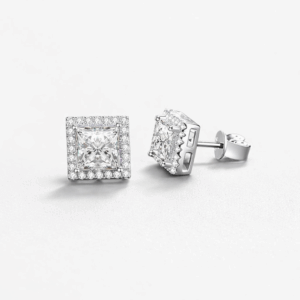 Pullus 2-Carat Princess Cut Moissanite Stud Earrings alternate view