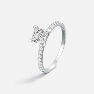 Regis Princess-Cut Moissanite Pavé Solitaire Ring alternate view