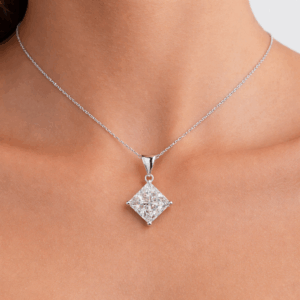 Silux 2-Carat  Pendant | Adjustable Length Princess-Cut Moissanite alternate view