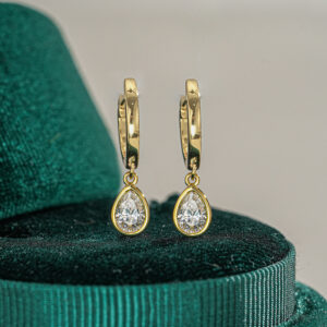 Vista Pear Cut Moissanite Drop Earrings in Gold Plated Finish | 0.5 Carat alternate view