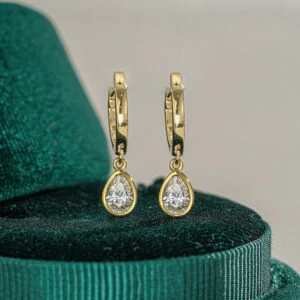 Vista Pear Moissanite Drop Hoop Earrings alternate view