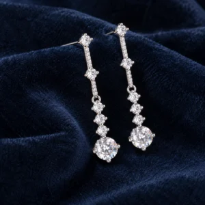 Celestine Long Moissanite Drop Earrings alternate view