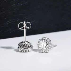 Florine Moissanite Halo Stud Earrings alternate view
