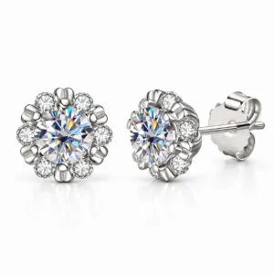 larensy-nevia-snowflake-moissanite-stud-earrings-main Nevia Snowflake Moissanite Stud Earrings — front and setting detail
