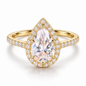 Lacrima Pear Moissanite Halo Ring