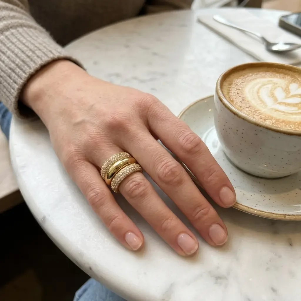 Vela pavé wrap ring worn